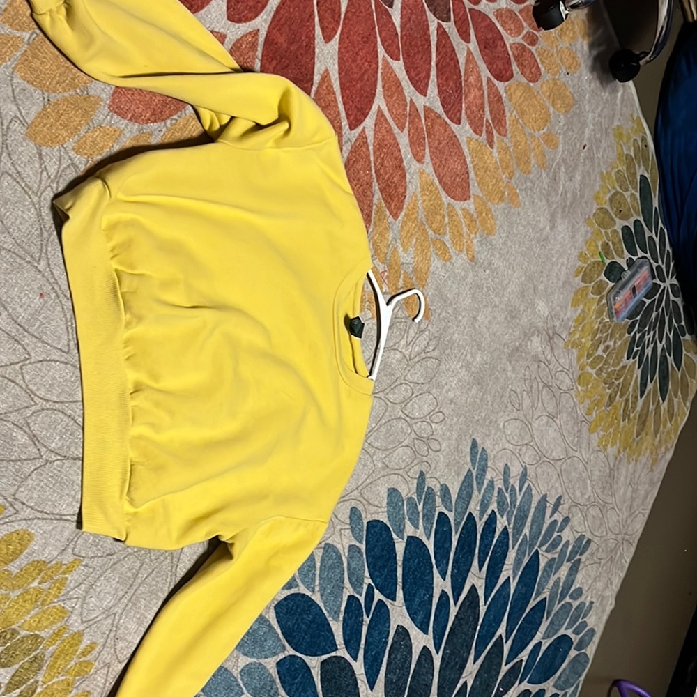 cropped yellow crewneck